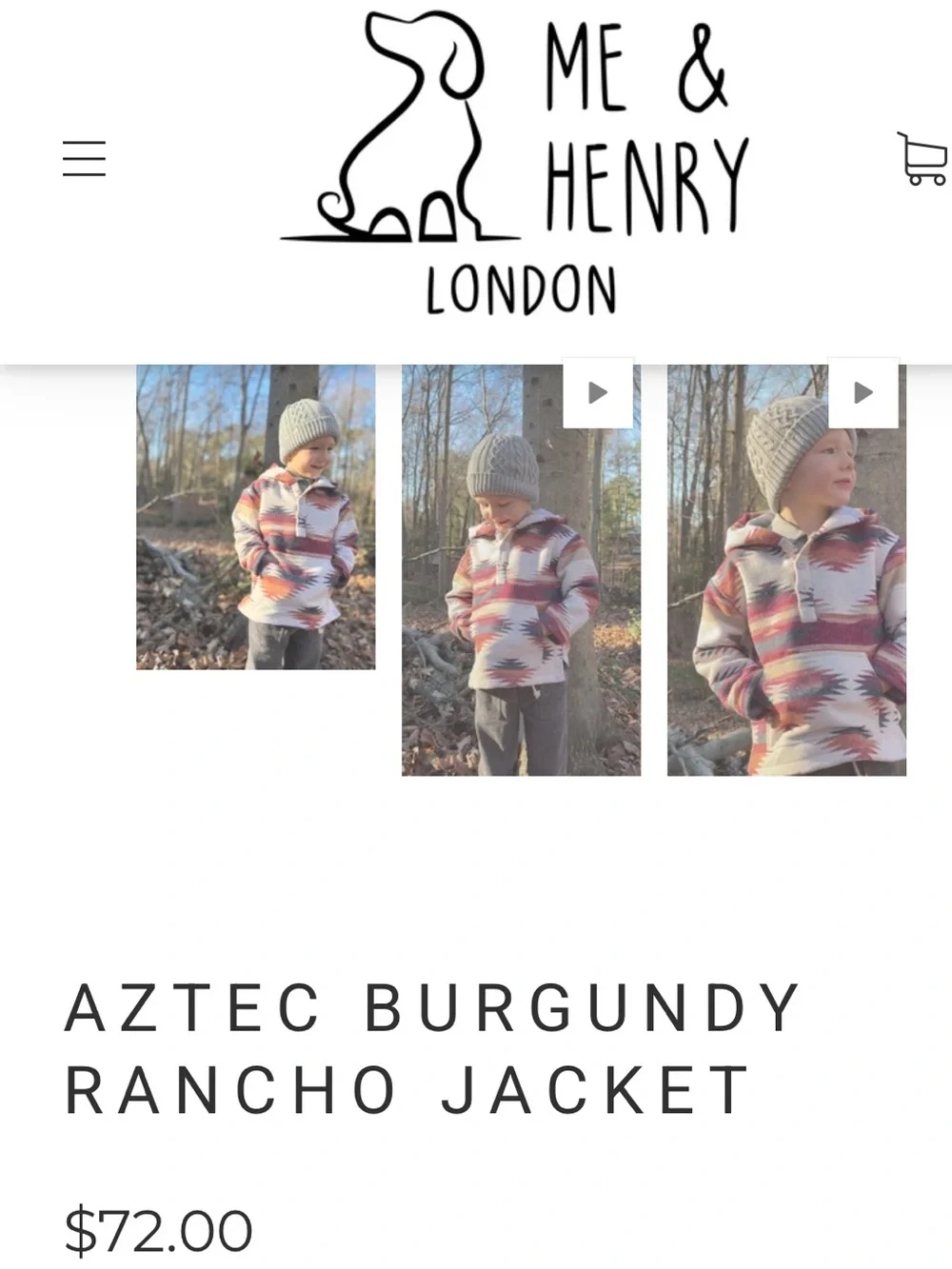 Me & Henry London Aztec Burgundy Rancho Jacket Poncho Southern Western Style 8yr